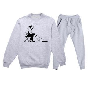 Ice Fishing Ice Fisher Premium Crewneck Sweatsuit Set