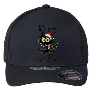 It's Fine I'm Fine Everything Is Fine Funny Cat Christmas Flexfit Unipanel Trucker Cap