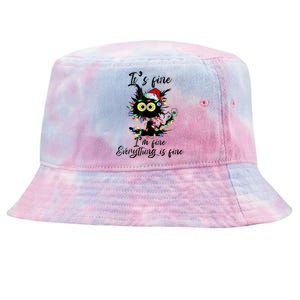 It's Fine I'm Fine Everything Is Fine Funny Cat Christmas Tie-Dyed Bucket Hat