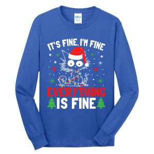 ItS Fine IM Fine Everything Is Fine Xmas Cat Christmas Swea Tall Long Sleeve T-Shirt