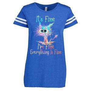 It's Fine I'm Fine Everything Is Fine Shirt Tie Dye Cat Enza Ladies Jersey Football T-Shirt