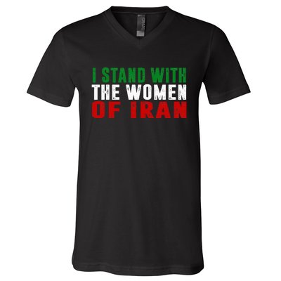 Iranian Flag  I stand with the Wo of Iran  V-Neck T-Shirt