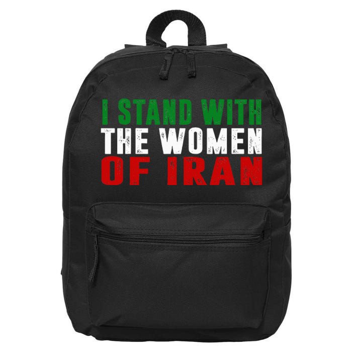 Iranian Flag  I stand with the Wo of Iran  16 in Basic Backpack