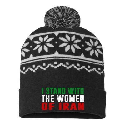 Iranian Flag  I stand with the Wo of Iran  USA-Made Snowflake Beanie