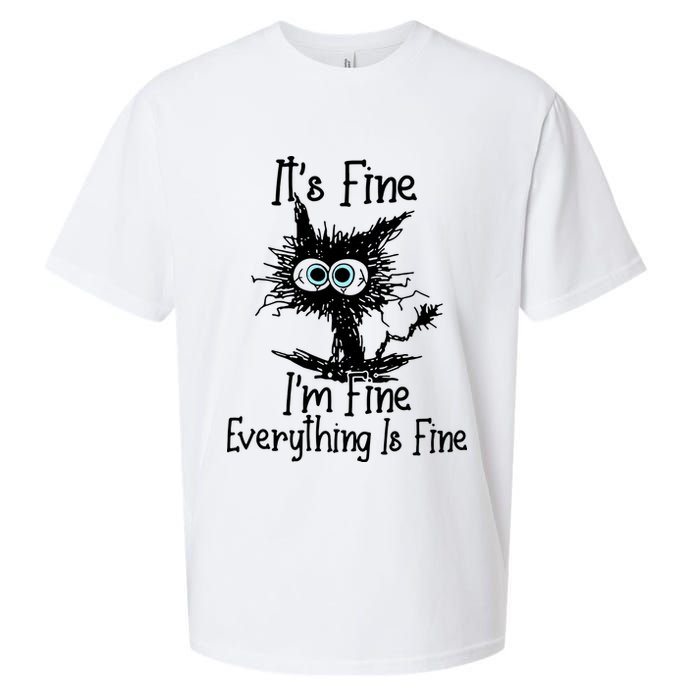 It's Fine I'm Fine Everything Fine Cat Cute Cat Sueded Cloud Jersey T-Shirt