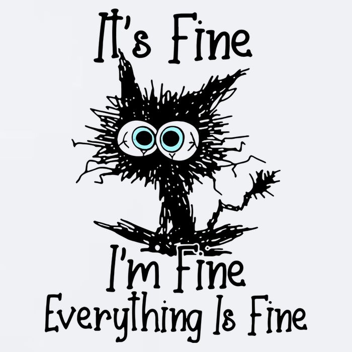 It's Fine I'm Fine Everything Fine Cat Cute Cat Sueded Cloud Jersey T-Shirt