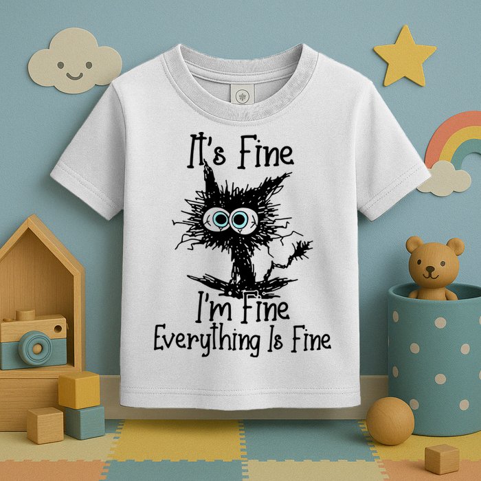 It's Fine I'm Fine Everything Fine Cat Cute Cat Toddler T-Shirt