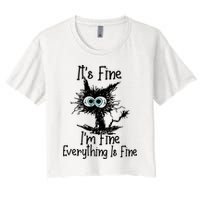 It's Fine I'm Fine Everything Fine Cat Cute Cat Crop Top