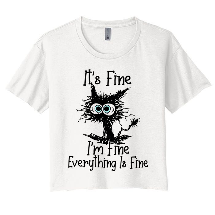 It's Fine I'm Fine Everything Fine Cat Cute Cat Crop Top