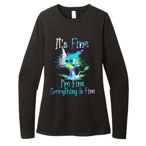 Its Fine Im Fine Everything Is Fine Funny Cat Tie Dye Womens CVC Long Sleeve Shirt