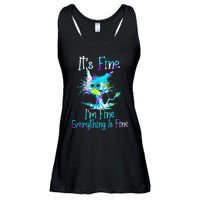 Its Fine Im Fine Everything Is Fine Funny Cat Tie Dye Ladies Essential Flowy Tank