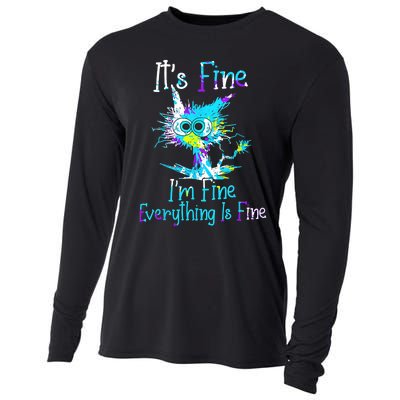 Its Fine Im Fine Everything Is Fine Funny Cat Tie Dye Cooling Performance Long Sleeve Crew