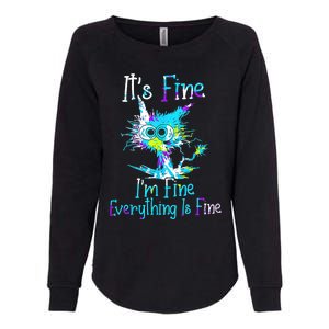 Its Fine Im Fine Everything Is Fine Funny Cat Tie Dye Womens California Wash Sweatshirt