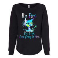 Its Fine Im Fine Everything Is Fine Funny Cat Tie Dye Womens California Wash Sweatshirt