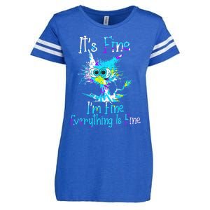 Its Fine Im Fine Everything Is Fine Funny Cat Tie Dye Enza Ladies Jersey Football T-Shirt