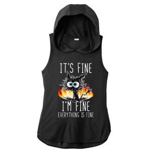 It's Fine I'm Fine Everything Is Fine Funny Cat Ladies PosiCharge Tri-Blend Wicking Draft Hoodie Tank