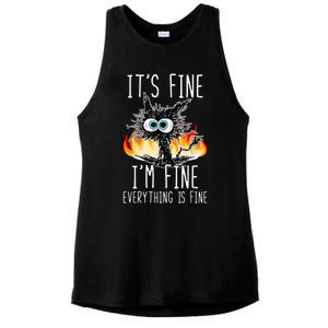 It's Fine I'm Fine Everything Is Fine Funny Cat Ladies PosiCharge Tri-Blend Wicking Tank