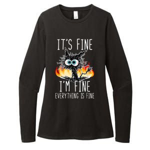 It's Fine I'm Fine Everything Is Fine Funny Cat Womens CVC Long Sleeve Shirt