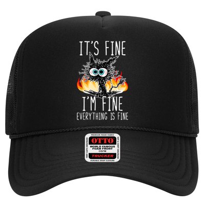 It's Fine I'm Fine Everything Is Fine Funny Cat Trucker Hat