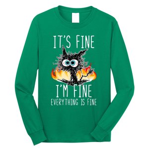 It's Fine I'm Fine Everything Is Fine Funny Cat Long Sleeve Shirt