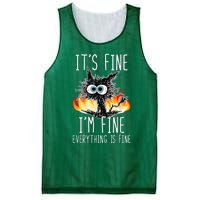 It's Fine I'm Fine Everything Is Fine Funny Cat Mesh Reversible Basketball Jersey Tank