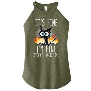 It's Fine I'm Fine Everything Is Fine Funny Cat Women's Perfect Tri Rocker Tank