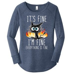 It's Fine I'm Fine Everything Is Fine Funny Cat Women's Perfect Tri Tunic Long Sleeve Shirt