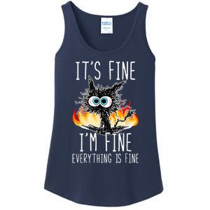 It's Fine I'm Fine Everything Is Fine Funny Cat Ladies Essential Tank