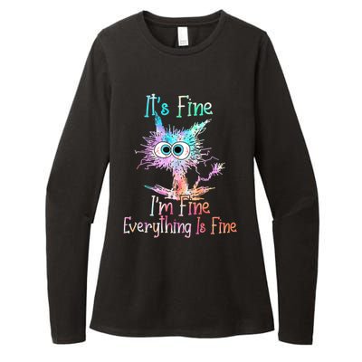 It's Fine I'm Fine Everything Is Fine Cute Gift Tie Dye Cat Cute Gift Womens CVC Long Sleeve Shirt