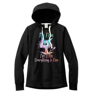 It's Fine I'm Fine Everything Is Fine Cute Gift Tie Dye Cat Cute Gift Women's Fleece Hoodie