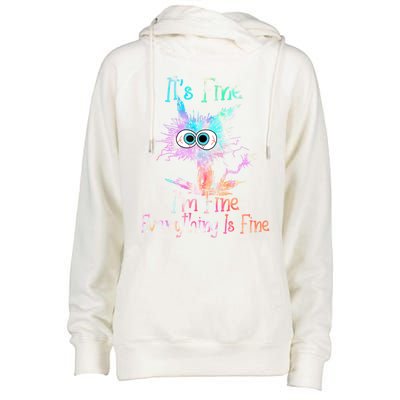 It's Fine I'm Fine Everything Is Fine Cute Gift Tie Dye Cat Cute Gift Womens Funnel Neck Pullover Hood