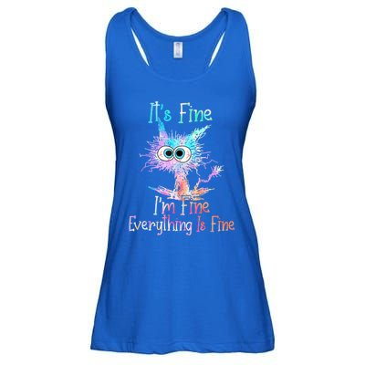 It's Fine I'm Fine Everything Is Fine Cute Gift Tie Dye Cat Cute Gift Ladies Essential Flowy Tank