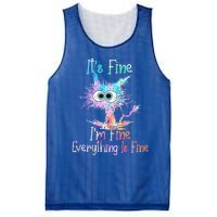 It's Fine I'm Fine Everything Is Fine Cute Gift Tie Dye Cat Cute Gift Mesh Reversible Basketball Jersey Tank