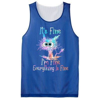 It's Fine I'm Fine Everything Is Fine Cute Gift Tie Dye Cat Cute Gift Mesh Reversible Basketball Jersey Tank