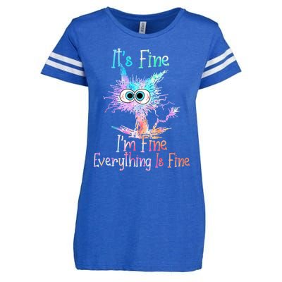 It's Fine I'm Fine Everything Is Fine Cute Gift Tie Dye Cat Cute Gift Enza Ladies Jersey Football T-Shirt