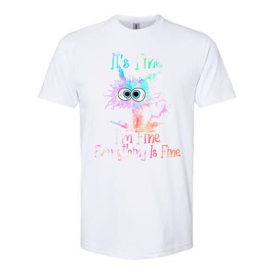 It's Fine I'm Fine Everything Is Fine Cute Gift Tie Dye Cat Cute Gift Softstyle CVC T-Shirt