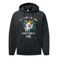 It's Fine I'm Fine Everything Is Fine Funny Sarcastic Dog Performance Fleece Hoodie