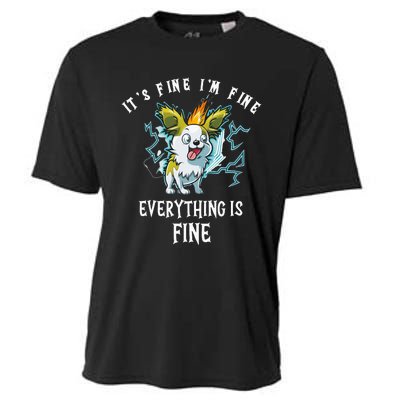 It's Fine I'm Fine Everything Is Fine Funny Sarcastic Dog Cooling Performance Crew T-Shirt