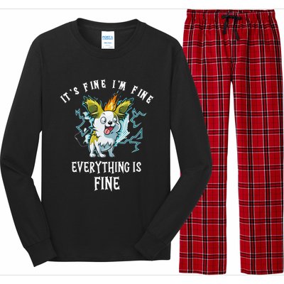 It's Fine I'm Fine Everything Is Fine Funny Sarcastic Dog Long Sleeve Pajama Set