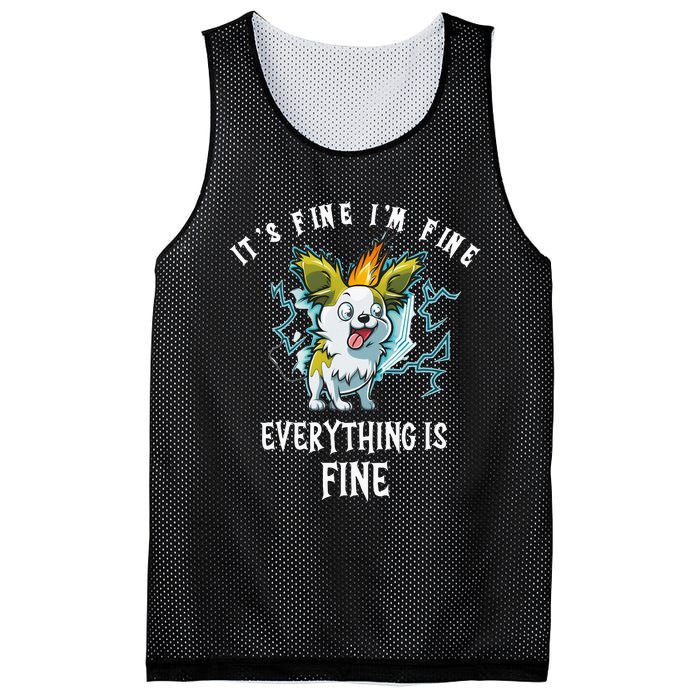 It's Fine I'm Fine Everything Is Fine Funny Sarcastic Dog Mesh Reversible Basketball Jersey Tank