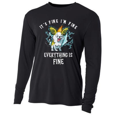 It's Fine I'm Fine Everything Is Fine Funny Sarcastic Dog Cooling Performance Long Sleeve Crew