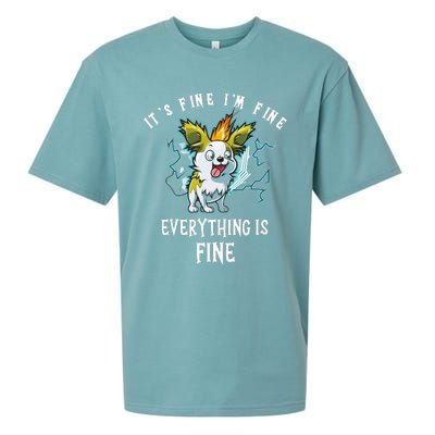 It's Fine I'm Fine Everything Is Fine Funny Sarcastic Dog Sueded Cloud Jersey T-Shirt