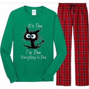 Its Fine Im Fine Everythings Fine Cat Long Sleeve Pajama Set