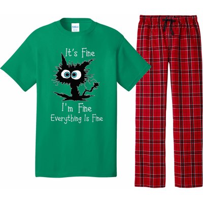 Its Fine Im Fine Everythings Fine Cat Pajama Set