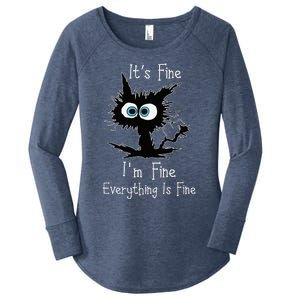 Its Fine Im Fine Everythings Fine Cat Women's Perfect Tri Tunic Long Sleeve Shirt