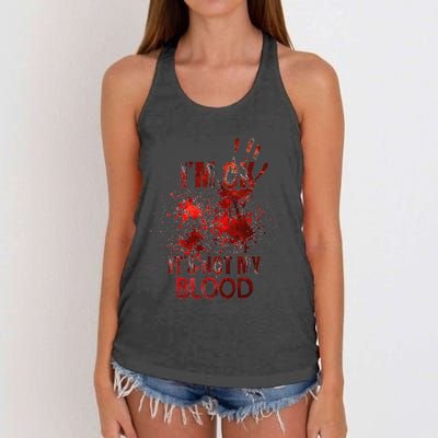 Im Fine Its Not My Blood Sarcastic Halloween Humor Women's Knotted Racerback Tank