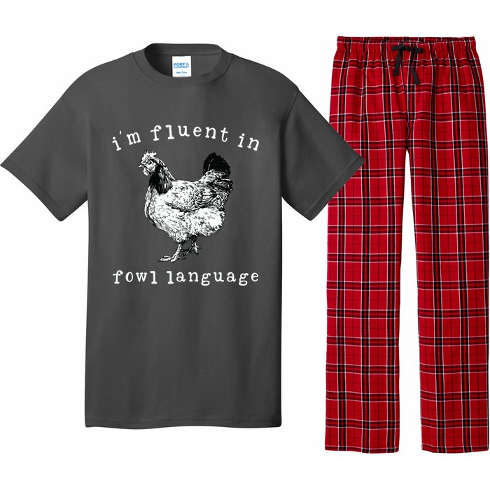 Im Fluent In Fowl Language Funny Chicken Mom Farmhouse Pajama Set