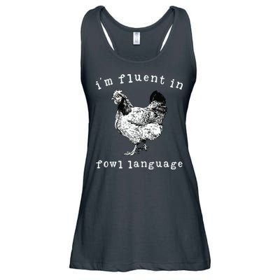 Im Fluent In Fowl Language Funny Chicken Mom Farmhouse Ladies Essential Flowy Tank