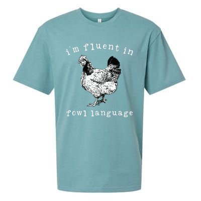 Im Fluent In Fowl Language Funny Chicken Mom Farmhouse Sueded Cloud Jersey T-Shirt