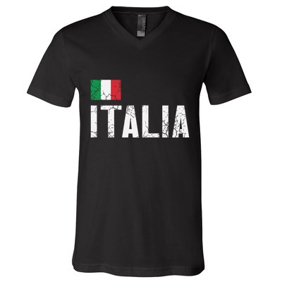 Italia Flag Italian Italy Family Heritage Design V-Neck T-Shirt